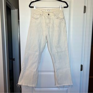 Mango Off White Jeans with Raw Hem